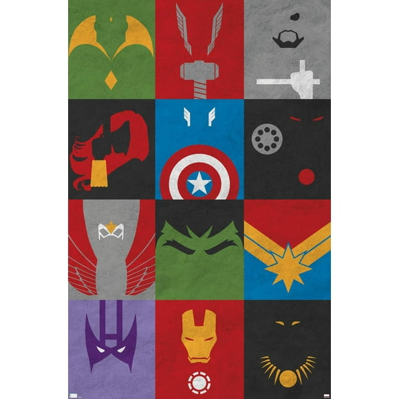 24X36 Marvel Comics - Avengers - Minimalist Grid Wall Poster, 24" x 36"