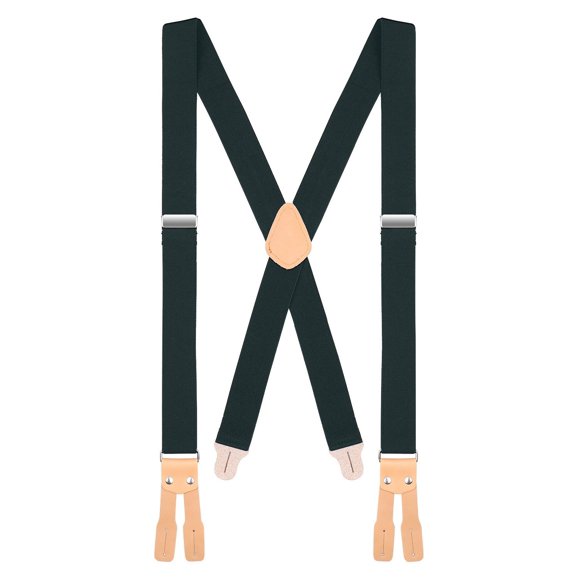 "Buyless Fashion Butten End Logger Work Suspenders for Men - 48"" Adjustable Straps 1 1/4"" - X Shape"