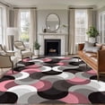 thumbnail image 3 of Pink Black Wavy 8x10 Area Rug for Living Room Sectional Sofa, Medieval Abstract White Grey Pink Black Texture Washable Non Slip Large Rectangle Area Rug, 3 of 9
