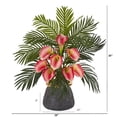 thumbnail image 2 of Nearly Natural Calla Lilly and Areca Palm Artificial Arrangement in Stoneware Vase, 2 of 2