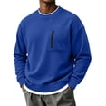 thumbnail image 2 of Men's Crewneck Pullover Sweatshirts Oversized Long Sleeve Zip Pocket Loose Fit Casual Everyday Fall Winter Tops, 2 of 8