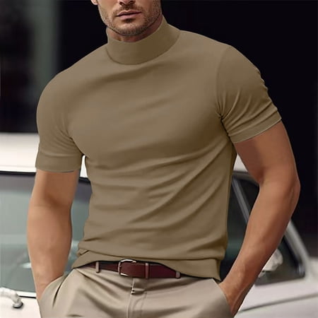 Men's Turtleneck T Shirts Short Sleeve Pullover Undershirt Slim Fit Top Shirts for Men Pack T Shirt Men Maternity T Shirts