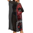 thumbnail image 4 of HELLHERO Fashion Bathing Suit Cover Up for Summer Polyester Casual Long Kimono Swimsuit Cover Up Rose Coffin Cat, 4 of 6