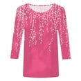 thumbnail image 5 of Womens 2025 Fall 3/4 Sleeve Crew Neck Blouse Fashion Print Casual Loose Fit Shirt Top, 5 of 6