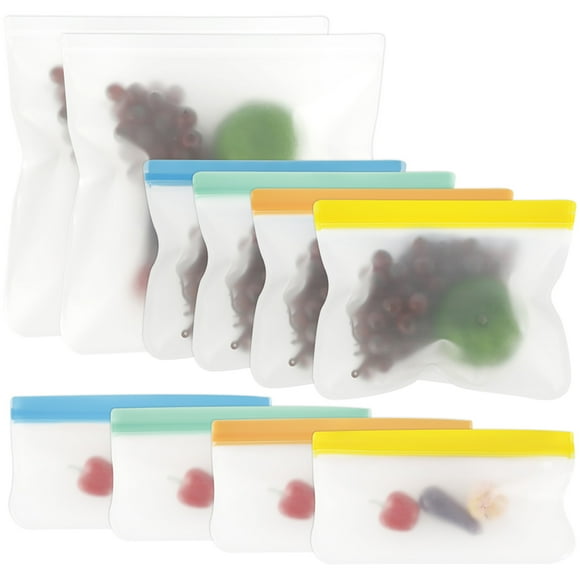 10 Pack Food Storage Bags Extra Thick Seal Freezer Bag Zipper Food Storage Pouch Sandwich Bag for Home Travel Organization