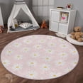 thumbnail image 5 of Floral Round Nursery Carpet, Daisy Flower Kids Room Rug, 3x3 ft Diameter, Pink Rug for Toddler Girl, Anti-Slip Baby Room Rug, Washable Girls Room Carpet, 5 of 5