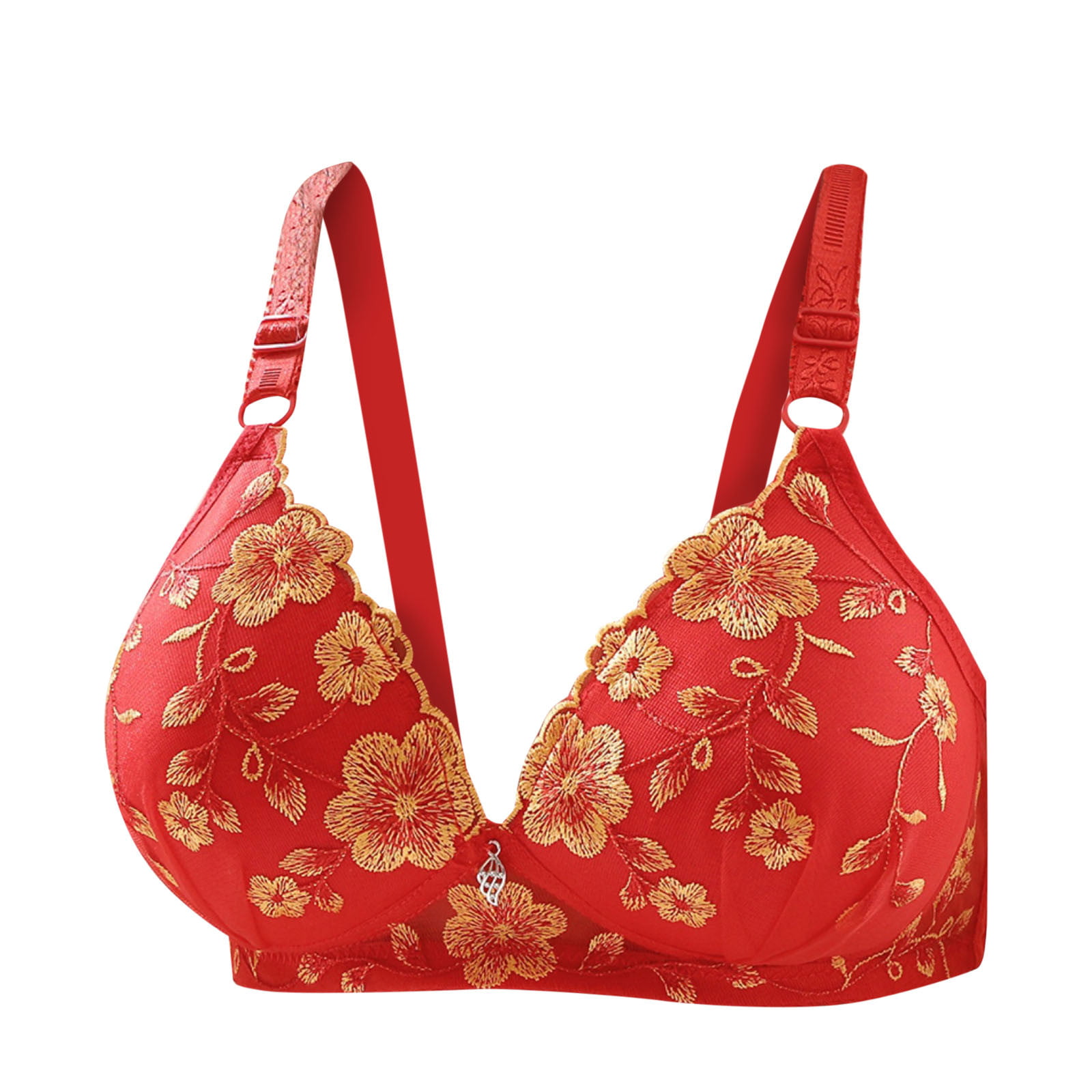 QLEICOM Everyday Bras for Women, Women's Comfort Lift Wirefree Bra Sexy Bra  Without Steel Rings Sexy Vest Large Lingerie Bras Embroidered Everyday  Brass No Underwire Red Cup 36/80AB 