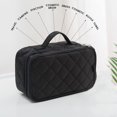 thumbnail image 4 of Double Layer Makeup Bag With Strap Large Cosmetic Case For Women Make Up Organizer For Brushes Beauty, Eyeshadow Lipstick Black, 4 of 5