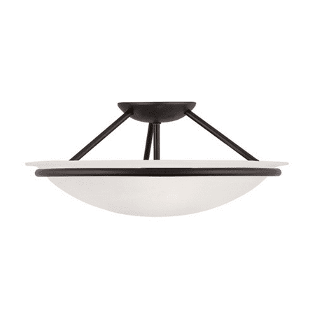 Marble Semi Flush - Semi Flush Mounts 3 Light With White Alabaster Glass Black size 16 in 225 Watts - World of Crystal