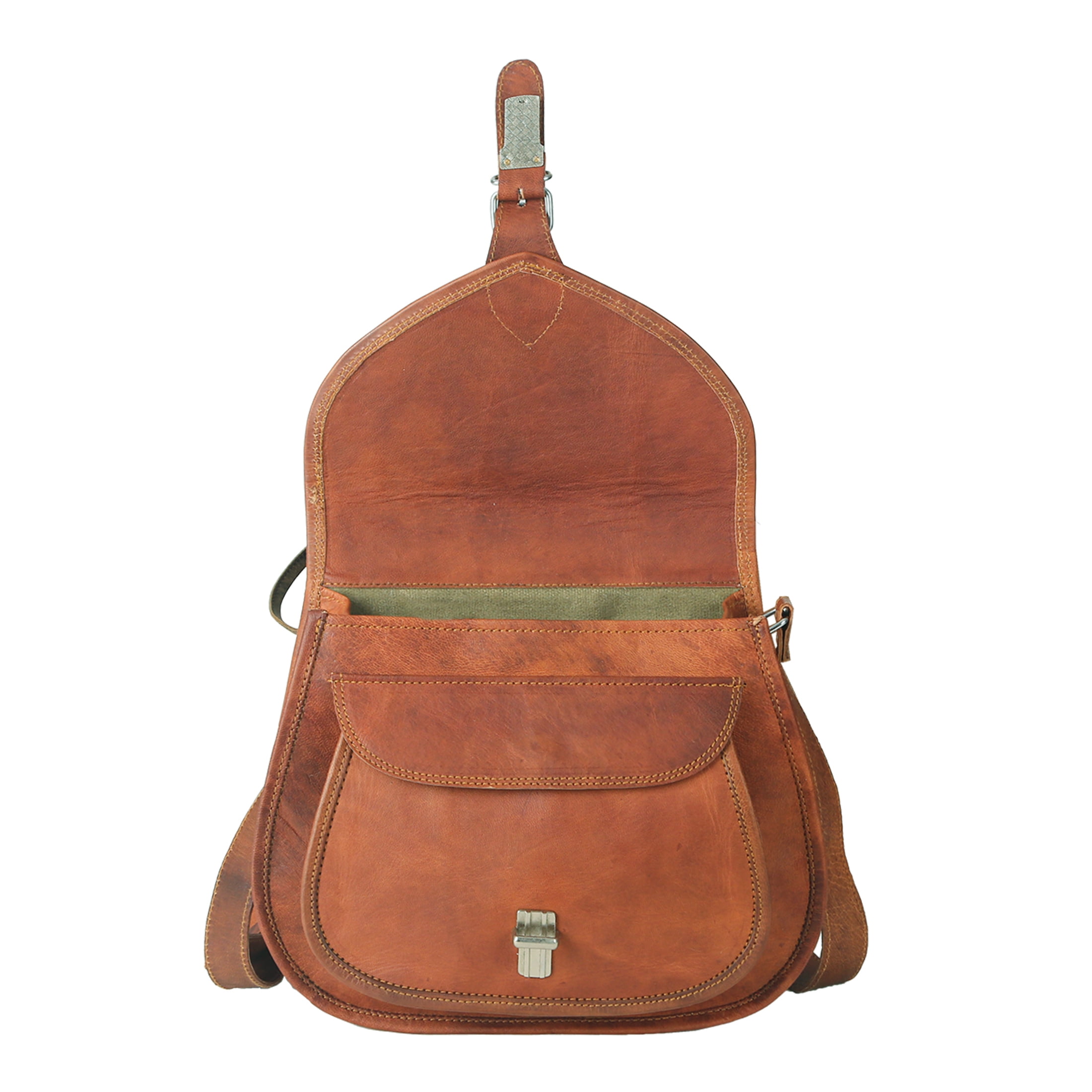 Leather Crossbody 12 Inch Shoulder Bag for Women, Tote Satchel Purse for Travel or Daily Use