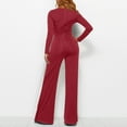 thumbnail image 5 of Jumpsuits For Women Casual Jumpsuits Loose Fit Belted Dressy Long Sleeve Crewneck Autumn Jumpsuit Long Wide Legs Formal Rompers Romper Body Suits Women Tube Rompers for Women Plaid Jumpsuit Womens, 5 of 7
