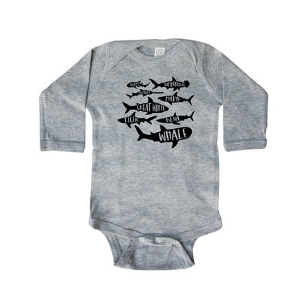 

Inktastic Types of Sharks Gift Baby Boy or Baby Girl Long Sleeve Bodysuit