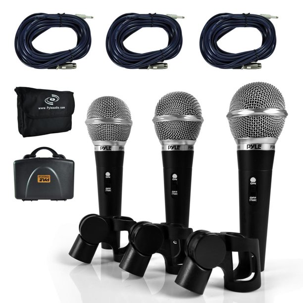 PYLE PDMICKT34 Dynamic Microphone Kit, (3) Professional Handheld Mics