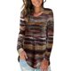thumbnail image 1 of Camiseta de manga larga con cuello en V para mujer, Tops holgados con estampado inferior a la moda para Otoño e Invierno para fiesta, oficina, trabajo, informal, marrón, XXL, 1 of 5