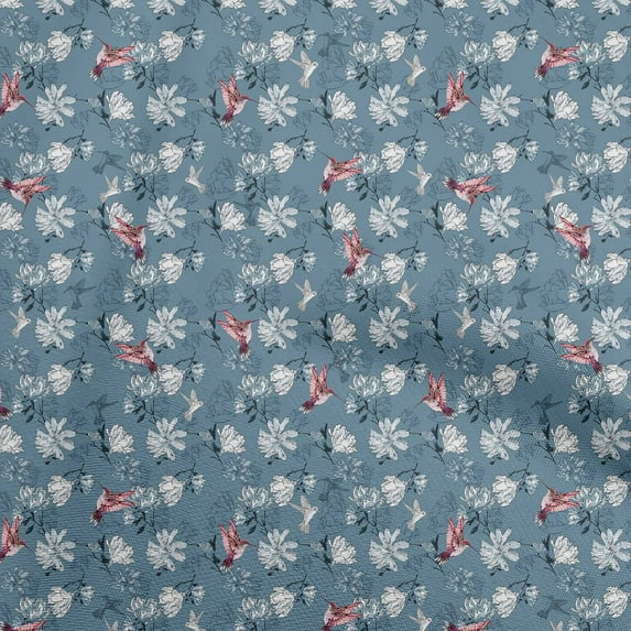 oneOone Cotton Poplin Dark Dusty Blue Fabric Leaves Sewing Fabric By The Yard Printed Diy Clothing Sewing Supplies 56 Inch Wide