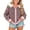 Pink-06, variant on Girls Striped Knit Zip Up Hooded Cardigan With White Faux Fur Pom Pom Decor Ribbed Cuffs Front Pockets Jacket
