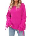 thumbnail image 1 of Women`s Sexy Retro Individually V-neck Long Sleeve polyester Blouse(Hot Pink,L), 1 of 4