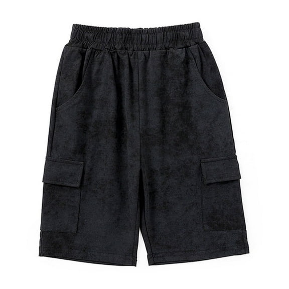 AJTQTH Kids Stylish Shorts Elastic-Waisted Tie-Dye Cargo Casual Short Pants Side Pockets Knee Length Pants for Summer Party Sports Travel Black 10 Years