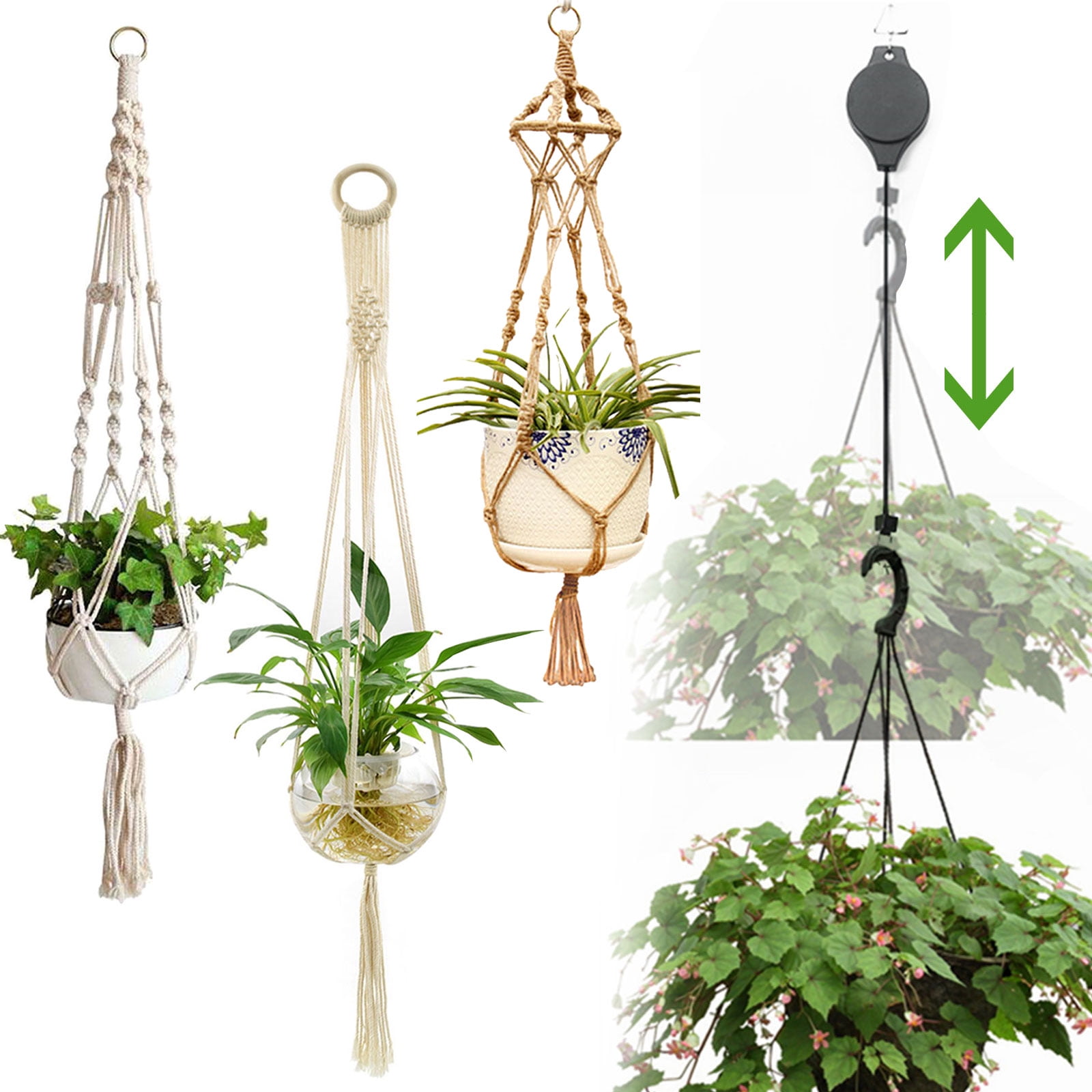 EEEKit Macrame Plant Hanger - 2/1Pcs Indoor & Outdoor Hanging Planter