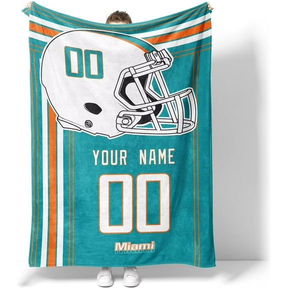 Miami Blanket Gifts for Men Women Boy Throw Blanket Custom Name and Number