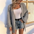 thumbnail image 4 of Viikei Plus Size Cardigans for Women Sweater Coat Cardigan Women Cardigans Clearance Casual Soild Long Sleeve Lantern Sleeve Knit Cardigan Sweater Coat, 4 of 9