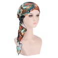 thumbnail image 2 of HuangHuanChen Womans Stretchy Beanie Turban Cap Chemo Headwrap for Women Turban Headwear for Cancer Patients Skull Cap Hair Loss Cover Lightweight Head Covering Hat Head Wrap Orange One Size, 2 of 4