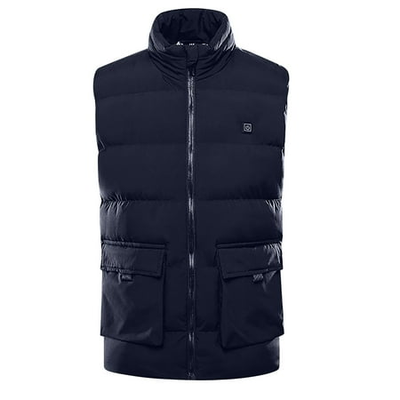 

Dadaria Heated Vest Outdoor Warm Clothing Heated For Riding Skiing Fishing Charging Via Heated Coat With Pocket Dark Blue XXXXL Unisex