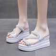 thumbnail image 2 of Zapatillas de plataforma de verano para mujer, Sandalias de tacón alto 2022, zapatillas de perlas con plataforma, zapatillas de playa con plataforma de cuña, Toe abierto 39 Gao Jinjia LED, 2 of 2