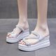 thumbnail image 1 of Zapatillas de plataforma de verano para mujer, Sandalias de tacón alto 2022, zapatillas de perlas con plataforma, zapatillas de playa con plataforma de cuña, Toe abierto 37 Gao Jinjia LED, 1 of 1
