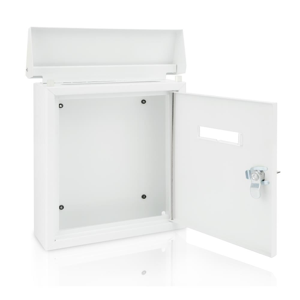 SereneLife Wall Mount Mailbox, Locking, Indoor/Outdoor, Medium, Black Metal, Single Compartment