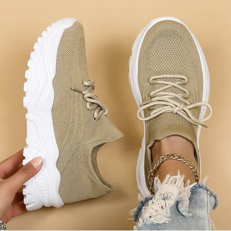 KAQ Sneakers for Women Work Tennis Shoes Fashion Soft Lightweight Mesh Breathable Non Slip Lace-UP Walking Shopping Shoes