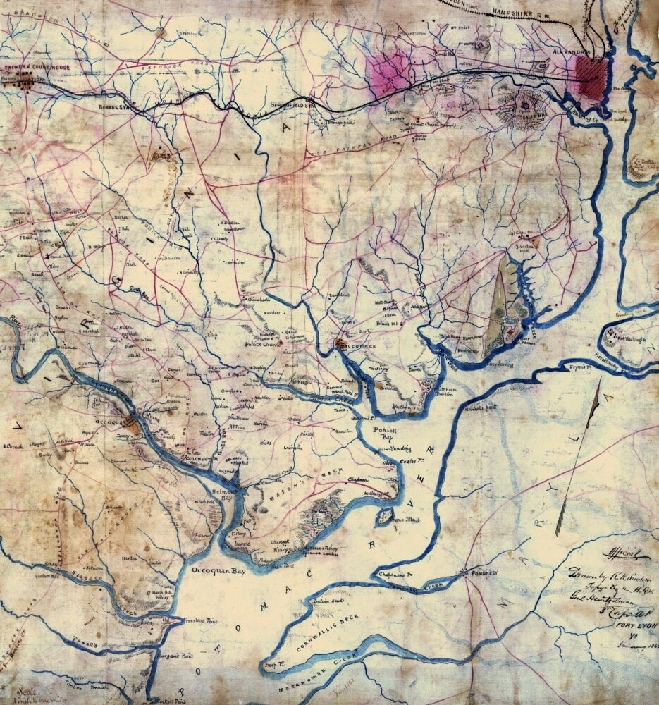Map of the Potomac River, Va. from Alexandria to below the Occoquan.. Map of the Potomac River