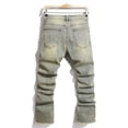 thumbnail image 2 of Streetwear Retro Style Men Ripped Spliced Slim Jeans Trousers Hip hop Holes Stylish Denim Pants For Male, 2 of 6