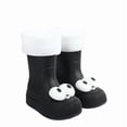 thumbnail image 2 of Womens & Girls 3D Big Eye Mid Calf Rain Boots Vertical Rib Chunky Sole Non Slip Waterproof PVC Wellies for Cold Weather Park Rainy Outdoor Play Black 38, 2 of 8
