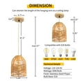 thumbnail image 3 of Motent Rattan Pendant Light Boho Rattan Chandelier for Farmhouse Bedroom, Electric cord Length 47.2", 3 of 9