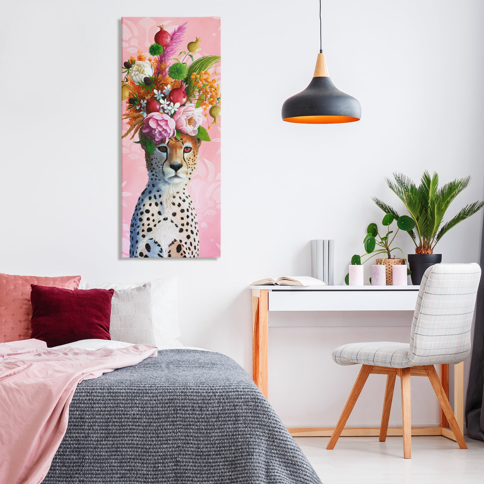 Serious Cheetah & Florals Canvas Wall Art, design by Heather Gauthier