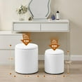 thumbnail image 4 of Round Set of 2 Ottoman with Storage, Boucle Storage Ottoman Foot Stool, Soft Teddy Upholstered Small Vanity Stool, Ottomans Coffee Table Padded Seat Foot Rest for Living Room Bedroom, White, 4 of 6