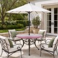 thumbnail image 2 of Round Outdoor Tablecloth with Umbrella Hole and Zipper, Pink Ombre Stripe Tablecloth with Elastic Waterproof, Abstract Summer Beach Coastal Patio Table Covers for 36" - 44" Picnic Pool Tables, 2 of 9