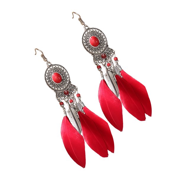 Jumpingount Pendientes bohemios estilo colgante largo 1 par accesorios de moda llamativos decoración de fiesta de vacaciones para mujeres niñas rojo Ropa, zapatos y accesorios Miscelánea Rojo Jumpingount AP009321-05B