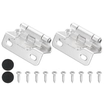 Uxcell Self-Closing Cabinet Hinges Semi-Overlay, Semi Concealed Flush Face Mount Cabinet Hinge with Screws Silver Tone