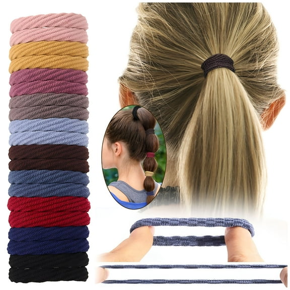 VANIDO Elastic Hair Ties For Thick Hair, Rubber Bands For Hair 20PC In A Pack, Large Stretch Non-Slip Seamless Lightweight No Damage For Women Girls
