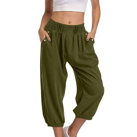 Aofany Womens Capri Pants Causal Loose Comfy Joggers Lightweight Soft Athletic Workout Yoga Sweatpants Baggy Cropped Pants with Pockets