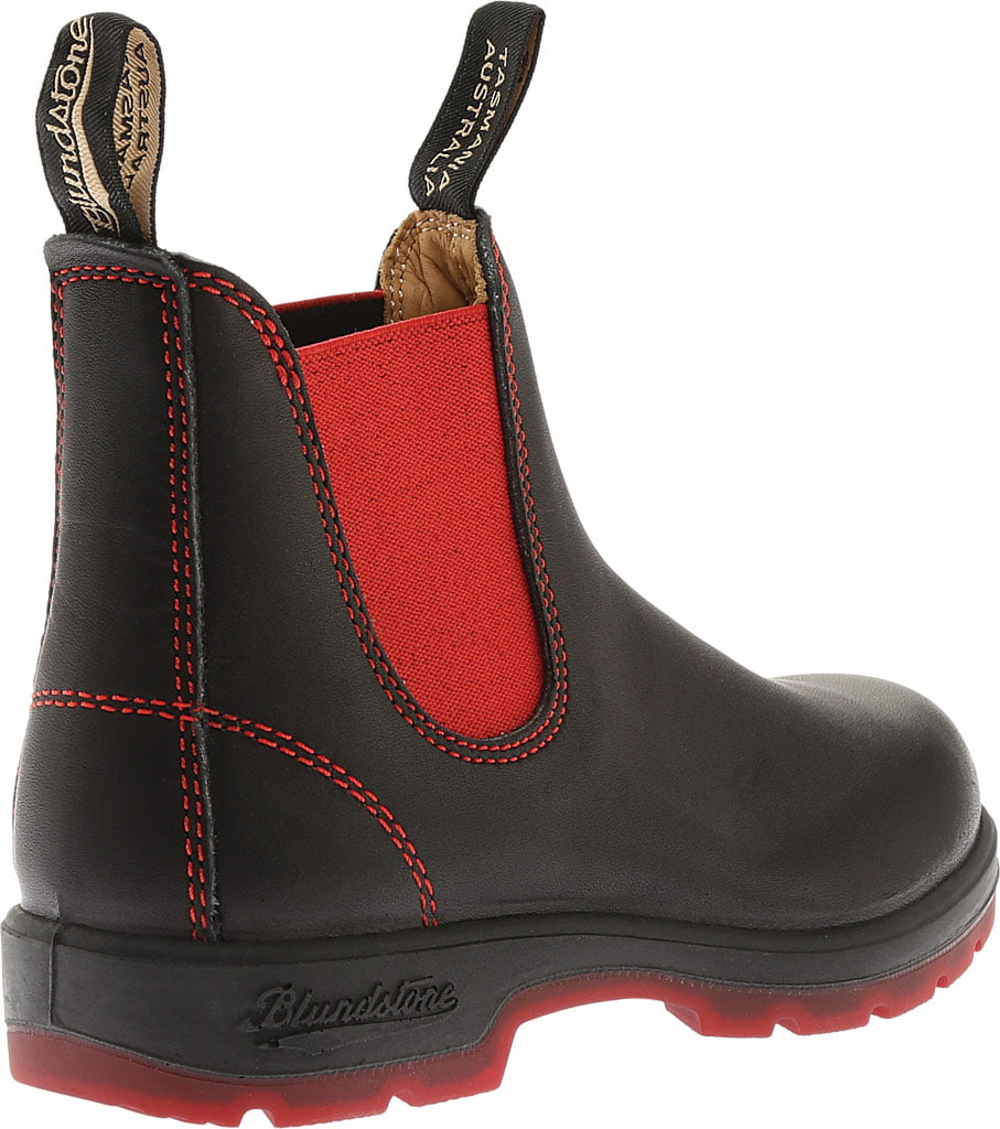 Blundstone Super 550 Series Chelsea Boot Black/Red Gore/Red Sole 6 M 