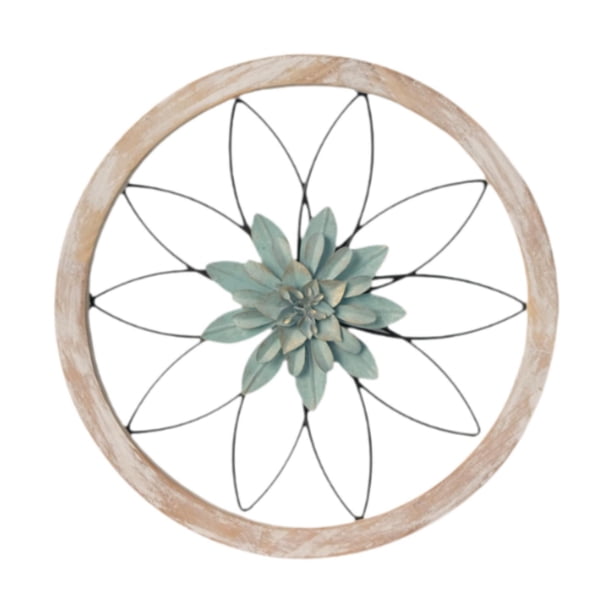 Decoración de pared de metal con flores, adorno decorativo moderno de pared, escultura de pared para el hogar Verde