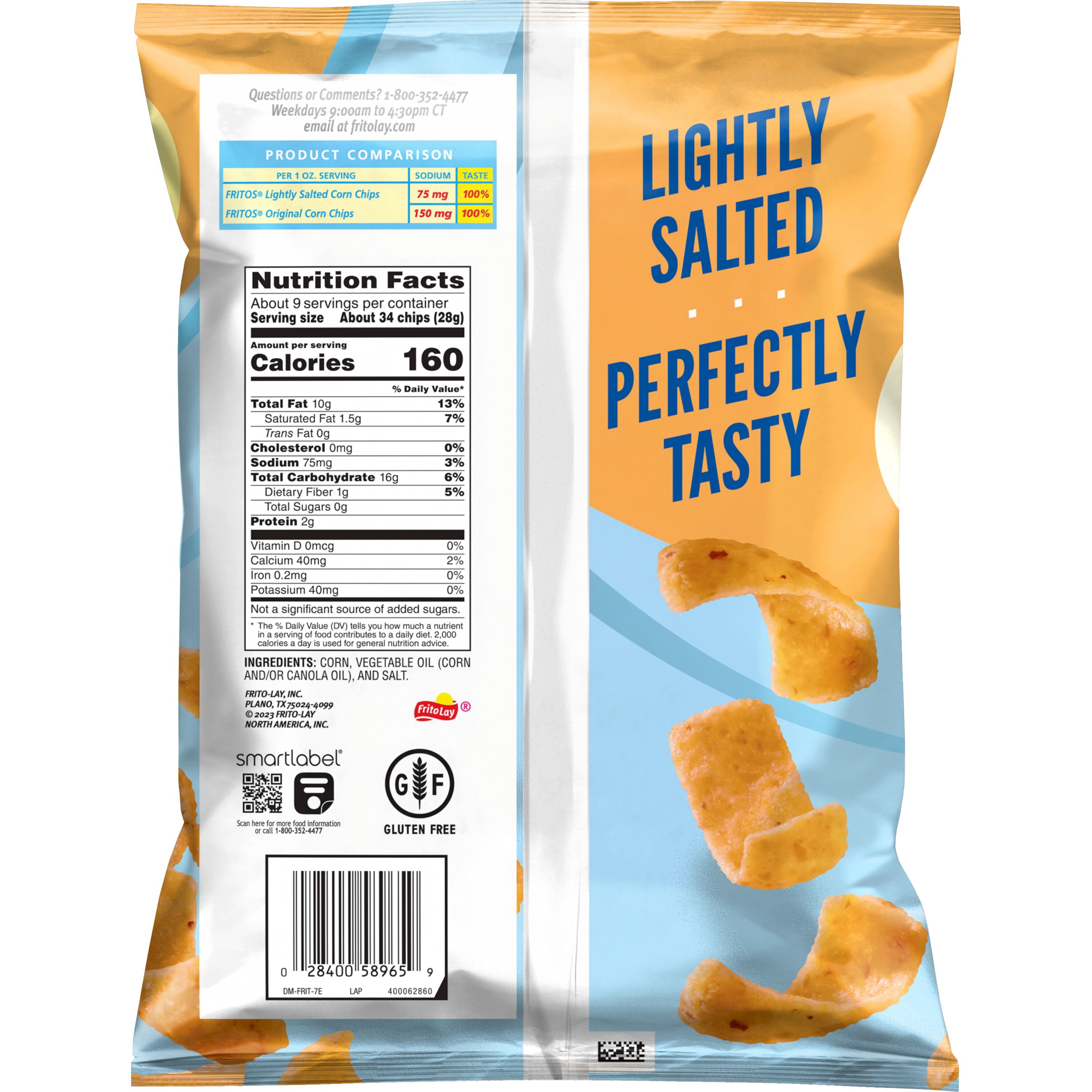 (3 pack) Fritos Lightly Salted Corn Chips, 9.25 oz Bag