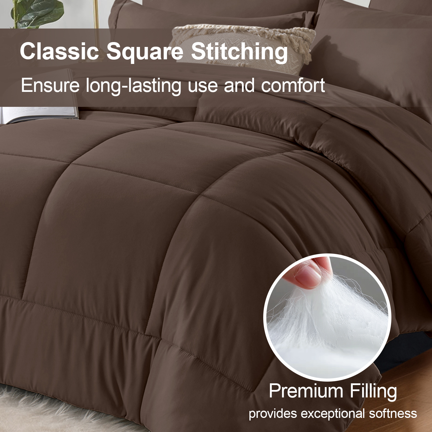 Flymme Charcoal Gray Comforter Sets with Sheets 5 Pieces Bed in a Bag for Modern Bedroom Decor Soft Quilted Warm Gray Bed Sets for Teen Adult