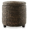 thumbnail image 3 of Casafield 17" Round Storage Ottoman with Lid - Espresso, Handwoven Footstool for Living Room, Bedroom, Bathroom, Home Office, 3 of 7
