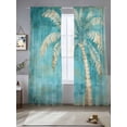 thumbnail image 2 of Retro Coconut Tree Sheer Curtains 84 Inch Long 2 Panels, Tropical Plant Hand-painted Oil Painting Light Filtering Rod Pocket Semi Sheer Curtains, Sheer Voile Drapes for Living Room Bedroom, 52"x84", 2 of 5