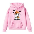 thumbnail image 5 of Staki Kids Girl Hooded Sweatshirt Graphic Letter Print Halloween Shirt Long Sleeve Pullover Tops(Pink,4-5 Years), 5 of 6