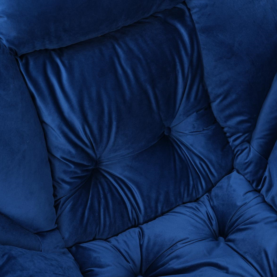 Aukfa Accent Chair with Ottoman,Lazy Lounge Chair with Arm,Side Pocket for Living Room, Blue